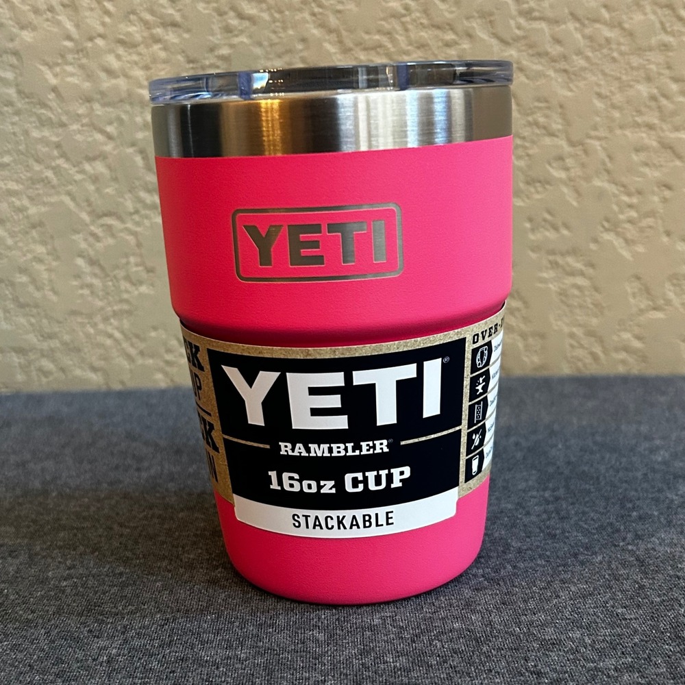 YETI Rambler 16 oz Stackable Cup Tropical Pink MagSlider Lid NEW